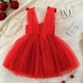 thumbnail image 6 of Toddler Puffy Tutu Dress, Baby Girls Tulle Sleeveless Princess Party Dresses, Christmas Mesh Bow Ruffle Party Wedding Pageant Gown Red 3 Months-6 Months, 6 of 7