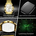 thumbnail image 6 of OLEVS Mens Watches Square Business Dress Diamond Analog Quartz Date Luxury Watches for Men Dress Casual Stainless Steel Waterproof Luminous Mens Wrist Watches Gifts Reloj para Hombre Gold/Black Dial, 6 of 11