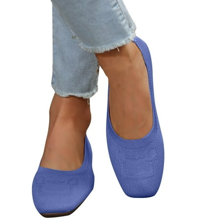 

YODETEY Women s Mesh Shoes Round Toe Comfy Casual Shoes Fashion Ventilate Single Shoes Fly Weaving Breathable Mesh Shoes Blue