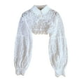 thumbnail image 2 of Moda encaje Floral cuello falso suelta recortada media blusa con accesorio de disfraz Floral sopa en capas muñeca de encaje para mujer Macarena Solapa de manga larga, 2 of 7