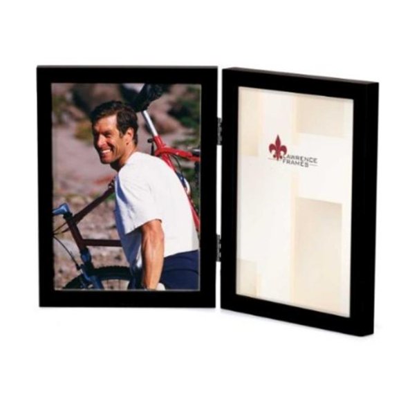 Lawrence Frames Lawrence Frames 5x7 Hinged Double Black Wood Picture Frame - Gallery Collection