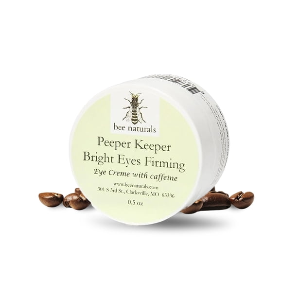 Bee Naturals Peeper Keeper Bright Eyes Firming Crme - Cafeína enriquecida para reducir los ojos hinchados - Uso diario suave después de la limpieza - Precaución para la sensibilidad a la cafeína