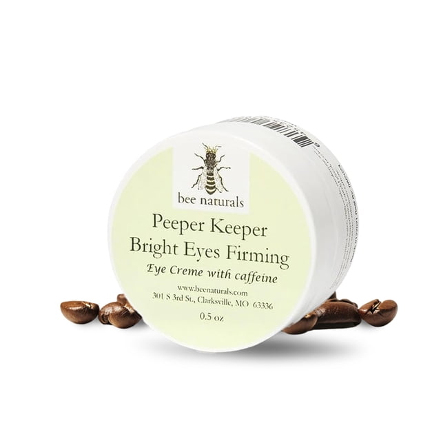 Bee Naturals Peeper Keeper Bright Eyes Firming Crme - Cafeína enriquecida para reducir los ojos hinchados - Uso diario suave después de la limpieza - Precaución para la sensibilidad a la cafeína