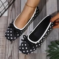 thumbnail image 2 of Bxsruta Polka Dot Bow Decor Ballet Flats for Women, Comfort Cotton Polyester Casual Slip on Shoes, 2 of 8