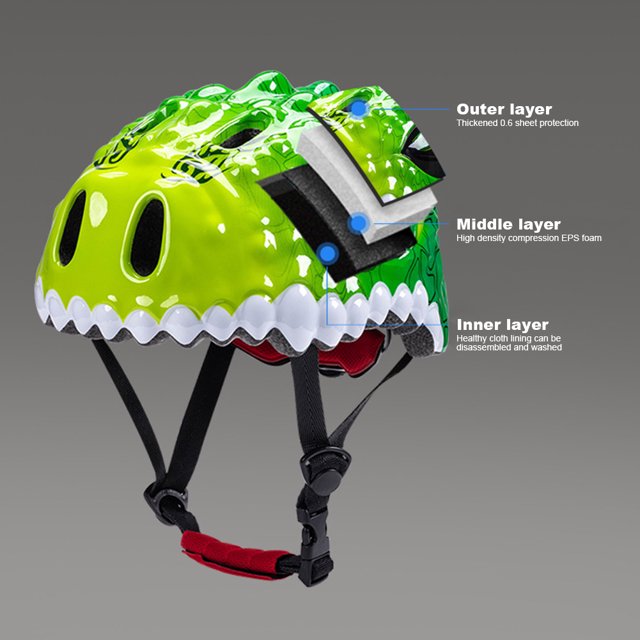 Casco de bicicleta de dinosaurio para niños casco de bicicleta de equilibrio con orificios de ventilación accesorios para bicicletas