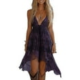 thumbnail image 4 of NMMUED Western Outfit for Women Flowy Dresses for Women Deep V Neck Dress Corset Dress for Women a Line Dresses for Women, Purple S, 4 of 6