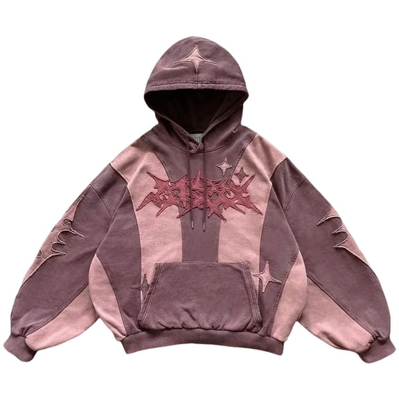 Silver Basic Gothic Embroidered Streetwear Sweatshirt - Y2K Retro Pullover Top XS,Purple-1