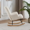 thumbnail image 6 of Teddy Velvet Rocking Accent Chair Upholstered Glider Armchair for Nursery Beige, 6 of 10