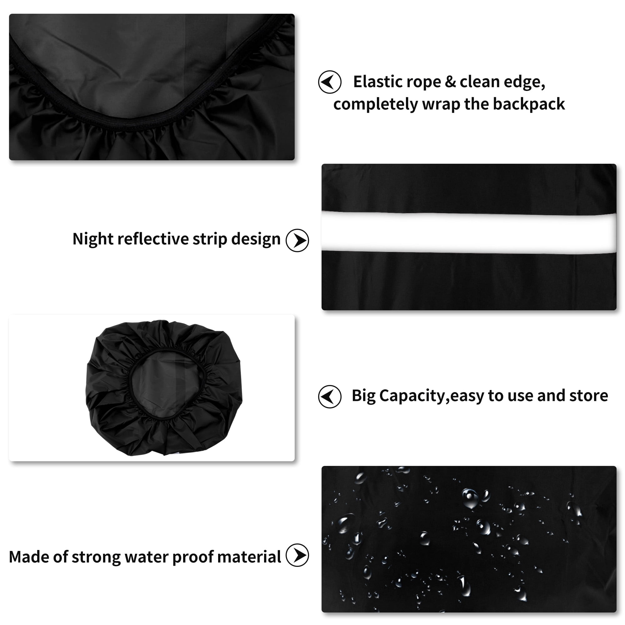 Unique Bargains Reflective Waterproof Backpack Rain Cover for Outdoor Hiking, Black