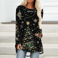 thumbnail image 5 of Christmas Shirts for Women Long Sleeve Crew Neck Tunic Tops Loose Fit Xmas Tree Print Holiday Graphic Tees (XL, Black), 5 of 5