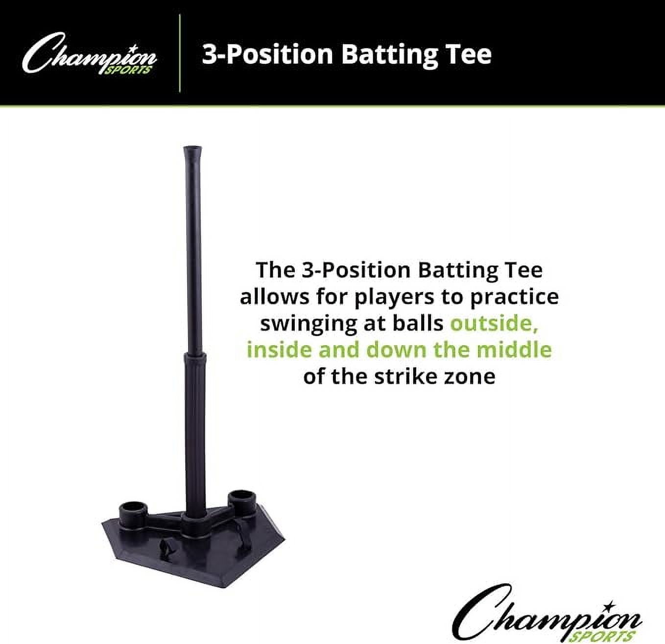 Champion Sports 3-Position Batting Tee - Mounted Adjustable Telescopic Batting Tee With 3 Hitting Zones