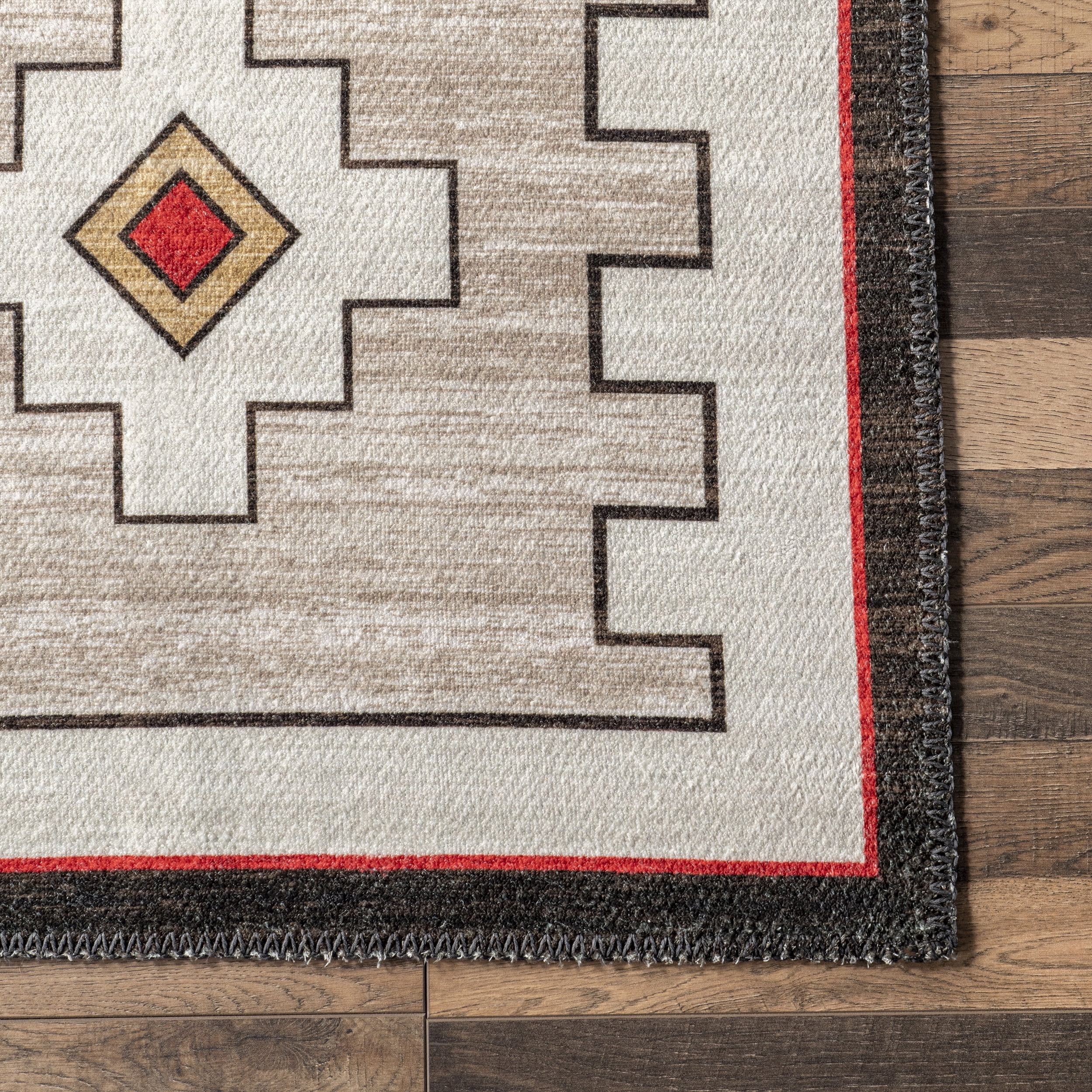 nuLOOM Elora Southwestern Machine Washable Area Rug, 4' x 6', Ivory