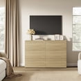 thumbnail image 6 of SICOTAS 33.7" Tall 3 Drawer Nightstand Dresser Set of 2, Modular Storage Cabinet, Modern Fluted Chest of Drawer with Slide Rails, Dresser TV Stand, End Table for Bedroom/Living Room, Natural Oak, 6 of 7