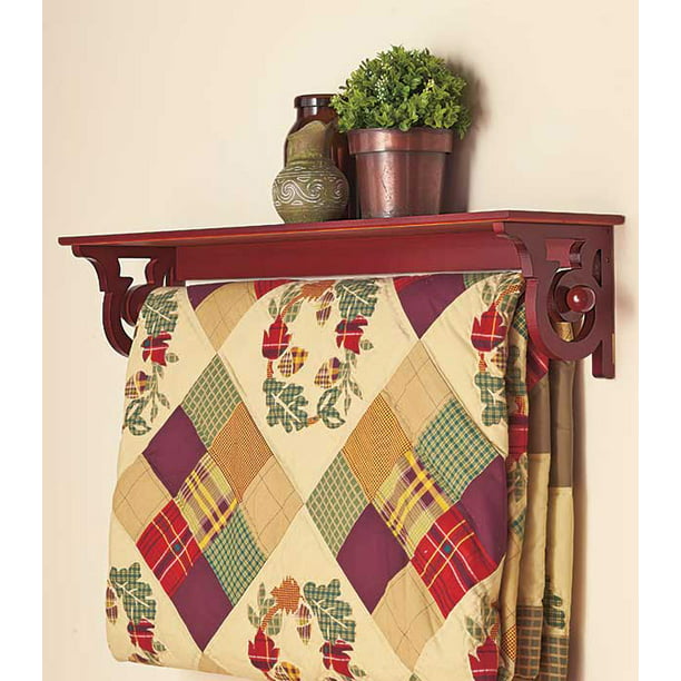 The Lakeside Collection Deluxe Quilt Rack with Shelf - Walnut - Walmart