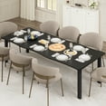 thumbnail image 5 of Modern Minimalist Rectangular Dining Table – 79" Wave-Edge Waterproof MDF, etched-Resistant, Metal Legs, Seats 6-8, Easy Assembly – Black, 2 Meters, 5 of 8