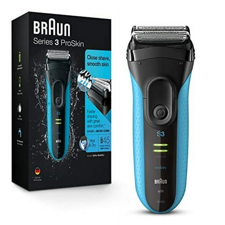 Braun Electric Series 3 .. .. Razor with Precision .. Trimmer, .. Rechargeable, Wet .. & Dry .. Foil .. Shaver for Men, .. .. Blue/Black, 4 Piece