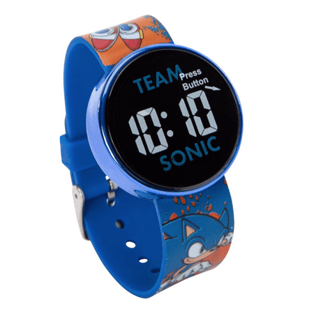 SonicUnisex Children's LED Watch with Round Case and Printed Silicone Strap