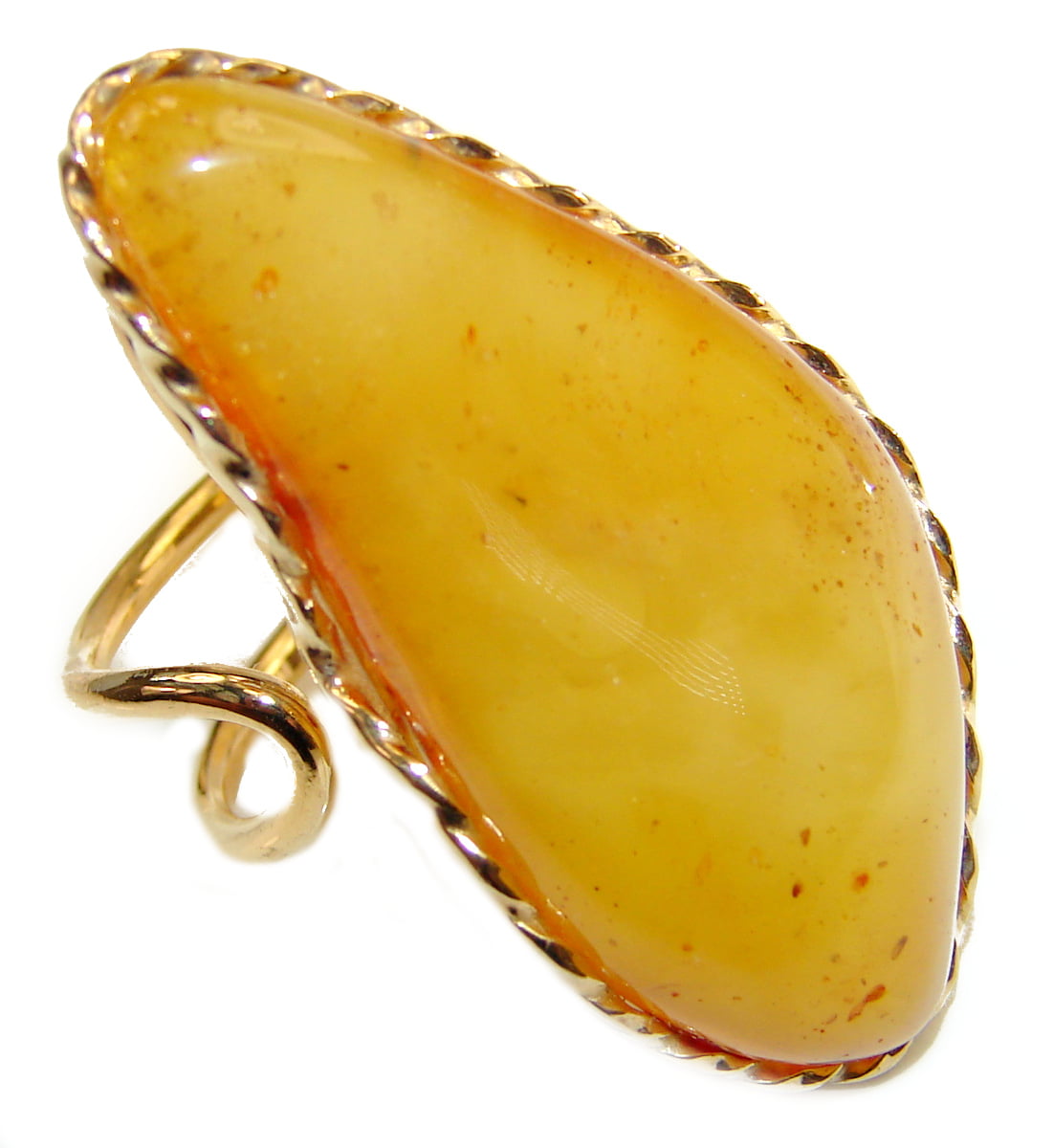 Best quality Butterscotch Baltic  Amber .925 Sterling Silver handmade Ring size 8 adjustable