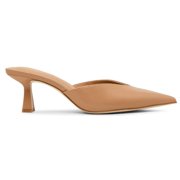 Steve Madden Mod Pointed Toe Mule Kitten Heels for Women, Casual Leather Low Heel Dress Sandals, Slip on Closed Toe Slip Resistant Comfort Sole