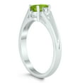 thumbnail image 2 of SZUL Women's 6X4MM Peridot and Diamond Open Three Stone Ring in 10K White Gold, 2 of 4