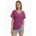 thumbnail image 3 of Women's Short Sleeve V-Neck T-Shirt - Casual Summer Tee Top - Soft Lightweight Fit - Cute Basic Tops, 3 of 6