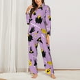 thumbnail image 2 of Salouo Cute Halloween Pattern Women's Pajamas Set Long Sleeve Button Down Sleepwear Soft Pj Lounge Sets for women 2 Piece Pjs Set with Long Pants-X-Large, 2 of 7