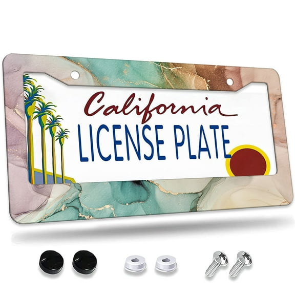 1 Pcs Colorful Tulip Field License Plate Frame,License Plate Cover for Car Decorative Parts,Aluminum License Plate Bracket Holder Rust-Proof for US Standard Car