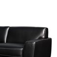 thumbnail image 2 of Leather Upholstered Sofa with Track Arms and Metal Legs Black, 2 of 4