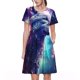 thumbnail image 1 of Fotbe Starry Multicolored Wolf Vestido Largo de Moda para Mujer, Vestido Tipo Camiseta con Manga Corta y Estilo Casual a Rayas y Bloques de Color, 1 of 6