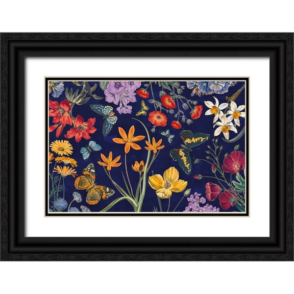 Portfolio, Wild Apple 14x11 Black Ornate Wood Framed with Double Matting Museum Art Print Titled - Butterfly Garden VI Dark