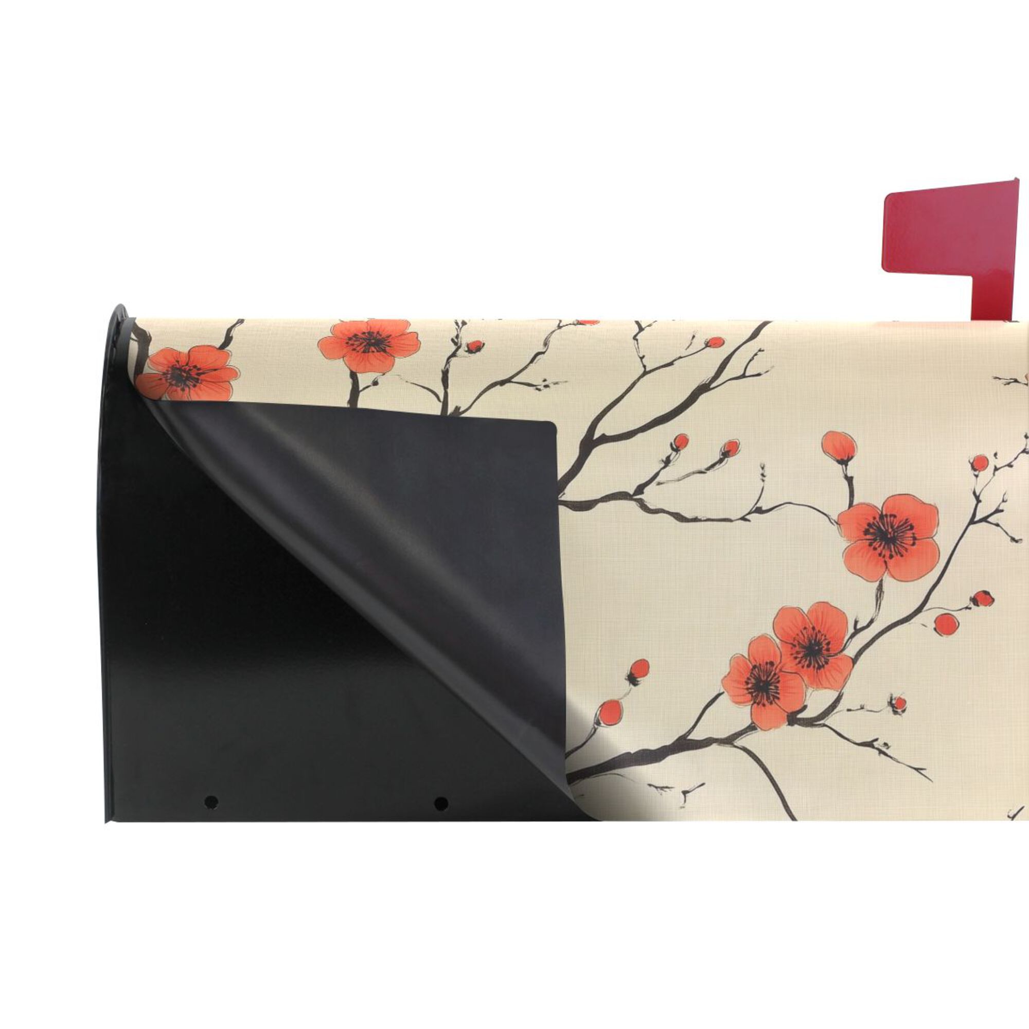 Yayeee Mailbox Cover Magnetic Large Size Post Box Cover Wrap Decor, Red Floral Pattern