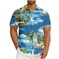 thumbnail image 2 of Yyeselk Men's Hawaiian Shirts Tropical Print Short Sleeve Summer Shirt Buttons Down Casual Relaxed Fit Lapel Collar Comfort Vacation Beach Shirts Blue02 L, 2 of 5