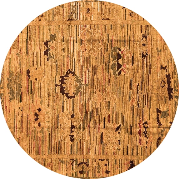 Ahgly Company Indoor Round Abstract Orange Modern Area Rugs, 5' Round