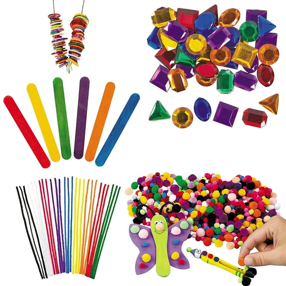 Fun Express 1/4" - 12" Bulk 2350 Pieces Colorful Craft Supplies Assortment