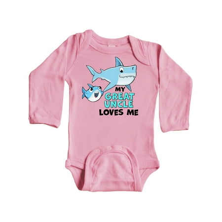 

Inktastic My Great Uncle Loves Me with Cute Sharks Gift Baby Boy or Baby Girl Long Sleeve Bodysuit