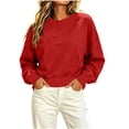 thumbnail image 3 of Horkkom Sweatshirt for Women Long Sleeve Solid Color Crewneck Sweatshirt Casual Pullover Cropped Sweatshirts, S-2XL, 3 of 8