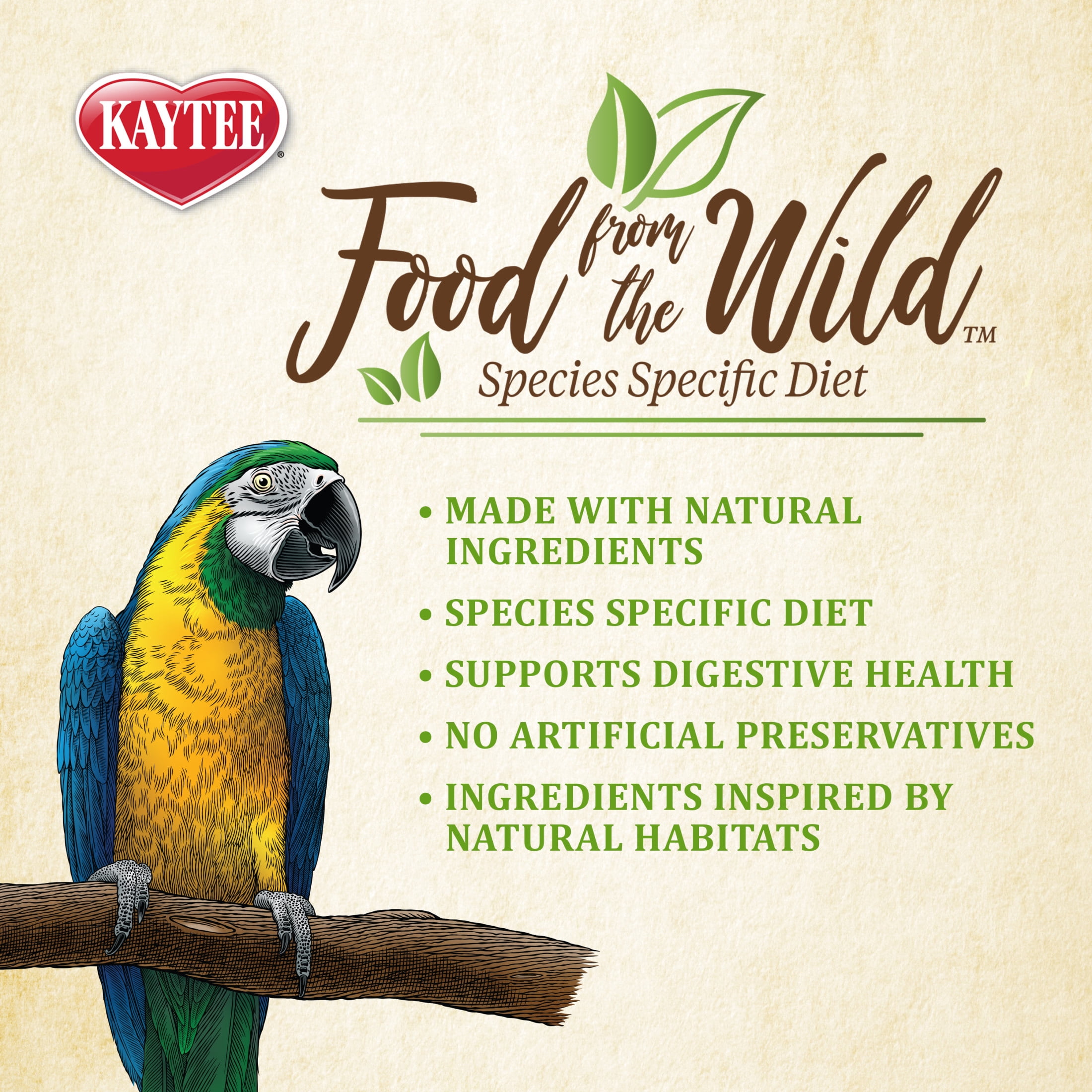 Kaytee Food from the Wild Natural Pet Macaw Bird Food, 2.5 Pound
