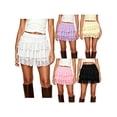 thumbnail image 3 of Women's Layered Ruffle Mini Skirt Summer Lace Patchwork Cake Skirt Going Out Party Club Wear, 3 of 9