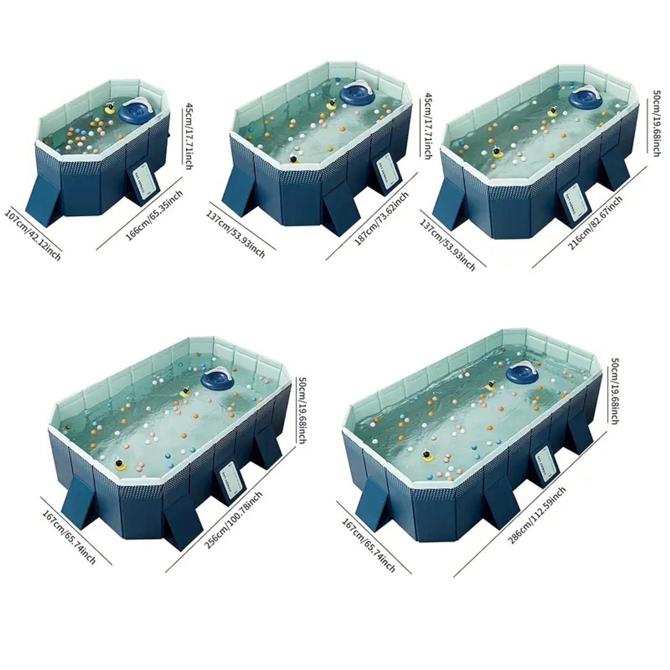 Noble House 8.5FT Outdoor PVC Folding Swimming Pool, Large Non-Inflatable Portable Family Pool for Garden, Blue