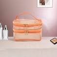 thumbnail image 5 of Unique Bargains 1 Pc Large Capacity Visible Drawstring Makeup Bag for Vacation Travel Mesh Fabric Orange, 5 of 6