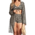 thumbnail image 2 of Cadmus Womens 3 Piece Bikini Set Geometric Print Bathing Suit Drawstring Swimsuit with Cover Ups Kimono,012, Large, 2 of 6