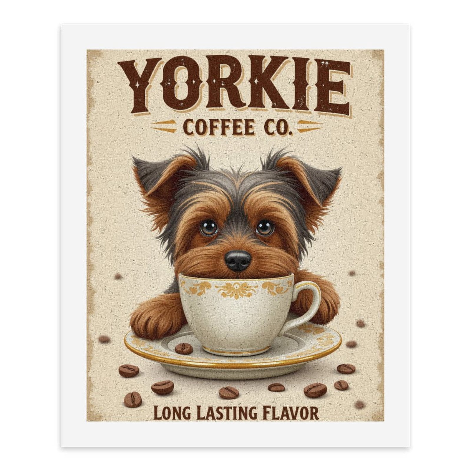 Paint By Numbers Kit for Adults Beginner - DIY Yorkie Coffee Pup Charming Cup Canvas Painting Kits for Adults, Frameless Paint By Number for Adults for Home Wall Decor 16x20 Inch