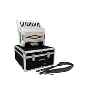 D'Luca Grand Piano Accordion 3 Switches 30 Keys 48 Bass with Case and Straps, White