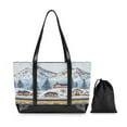 thumbnail image 7 of FORMRS Canvas Laptop Tote Bag for Women with 15.6" Computer Compartments Shoulder Handbag, Winter Village, 7 of 7