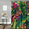thumbnail image 2 of Orinice Shower Curtain Tropical Jungle Leaves Hawaiian Plants Bird of Paradise Flower Beautiful Exotic  60x72, 2 of 7