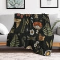 thumbnail image 3 of Mushroom Forest Dark Chinoiserie Spring Herbs Wild Flowers Botanical Fern Leaves Floral Fruits Throw Blanket Soft Cozy Flannel Fleece Warm Microfiber Blankets for Couch Sofa Bed 50"x60", 3 of 4