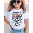 thumbnail image 1 of Big Sister 2025 Alphabet Print T-Shirt for Girls - Casual Crew Neck Short Sleeve Top, Polyester Knit Fabric with Medium Stretch, Perfect for Spring/Summer/Fall, 1 of 6