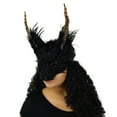 thumbnail image 3 of Feather Half Face Wolf Mask - Black Arctic Fox Adult Halloween Cosplay Costume, 3 of 5