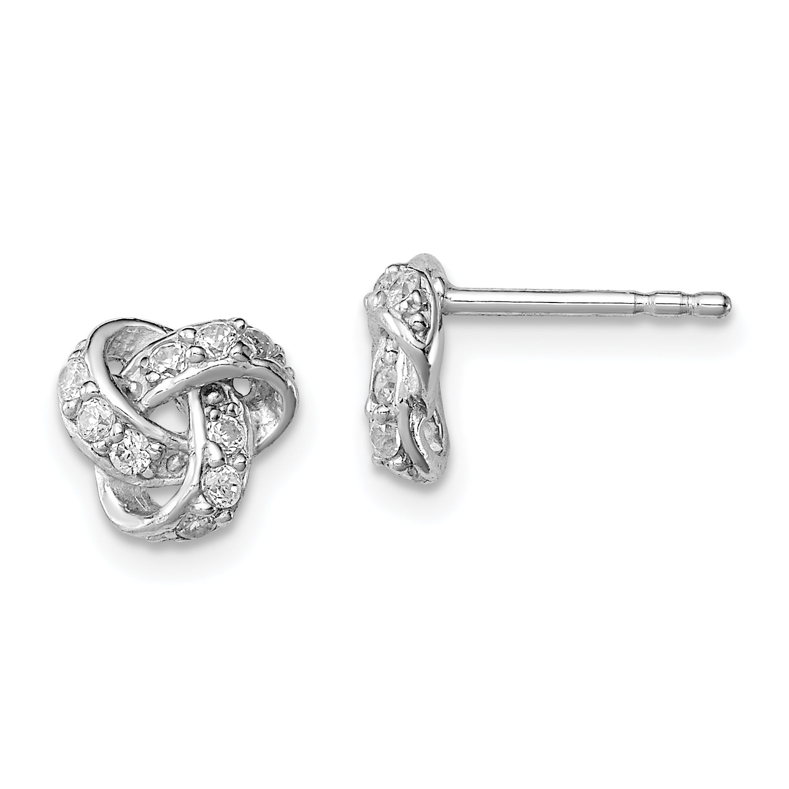 925 Sterling Silver Rhodium-plated Polished Love Knot Post Earrings