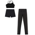 thumbnail image 4 of iiniim Kids Girls Sport Clothes Set Vest + Shorts + Leggings Sport Outfit Training Yoga Tennis Set Black 14, 4 of 5